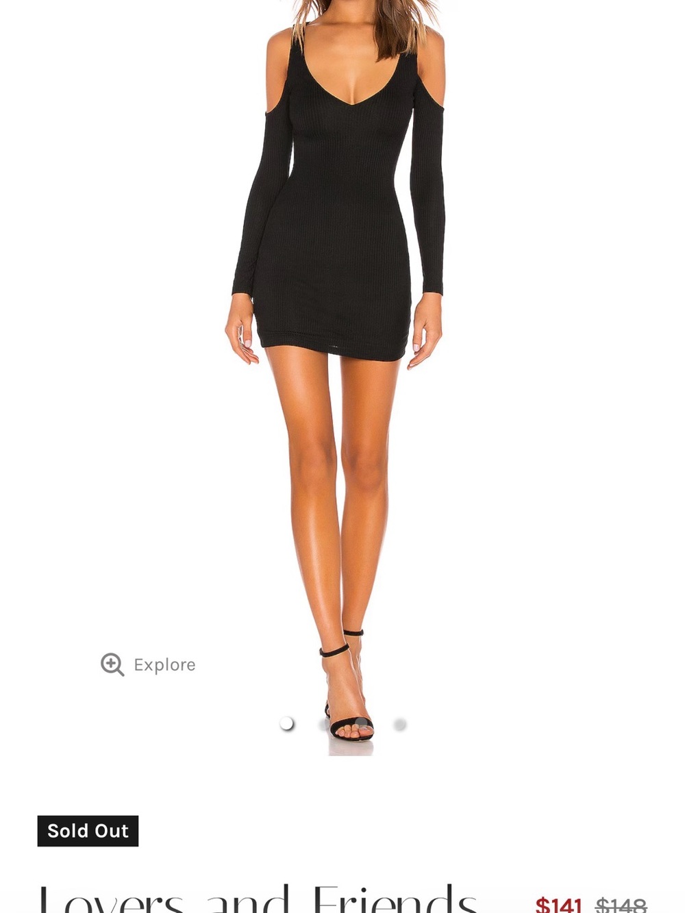NWT Lovers + Friends Flint Mini DressCold Shoulder Ribbed Bodycon Size Small